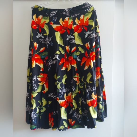 Soft Surroundings Abstract Floral Midi Skirt Dragonflies Wearable Art Small - Picture 6 of 8